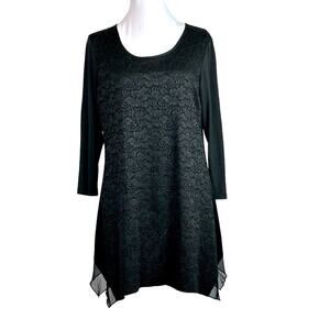 Peter Nygard Dress Black Womens Size M Black Lace Mini Witchy Whimsigoth Tunic